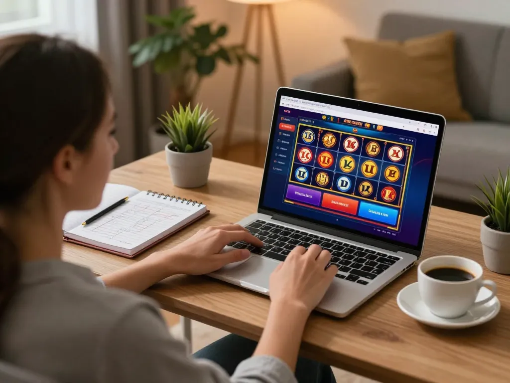 Menyaksikan aksi situs slot gacor, seorang penjudi online meninjau strategi di rumah.