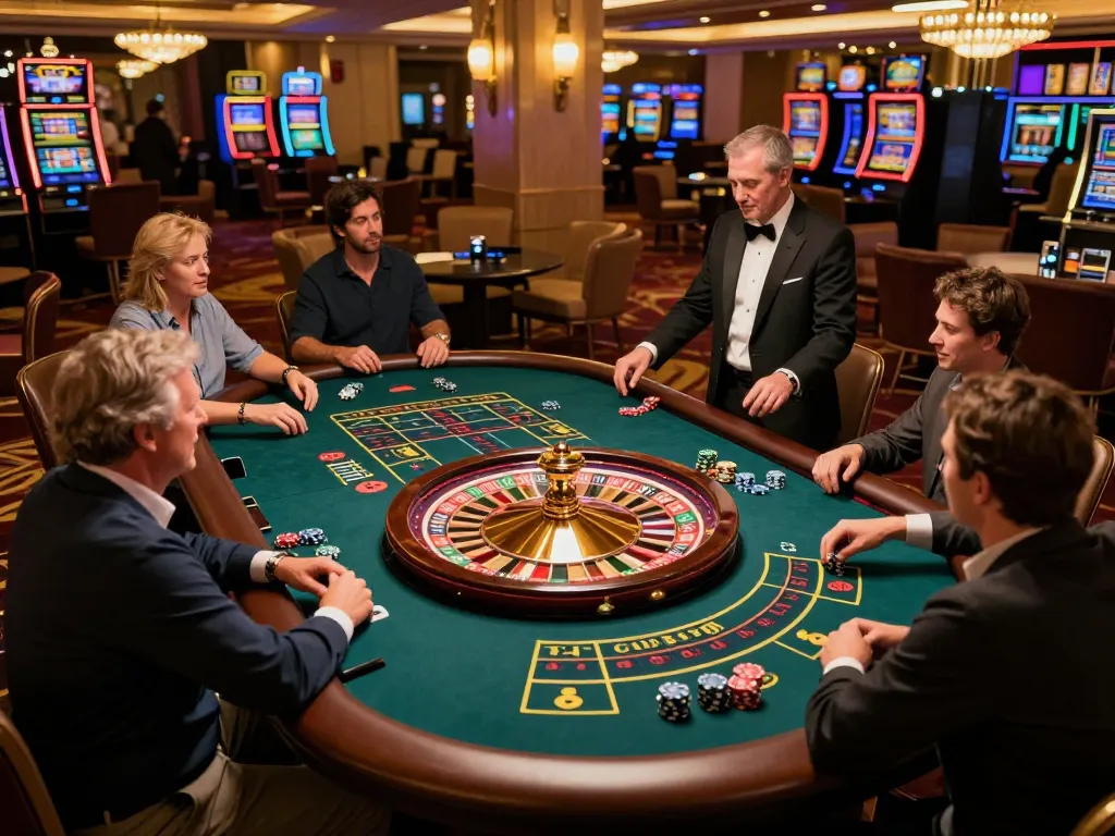 Players engaging in a thrilling game at SC88 casino roulette table, immersed in the vibrant atmosphere.