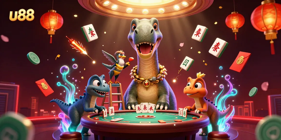 Experience the excitement of u88 as cartoon characters come alive at a vibrant casino scene.
