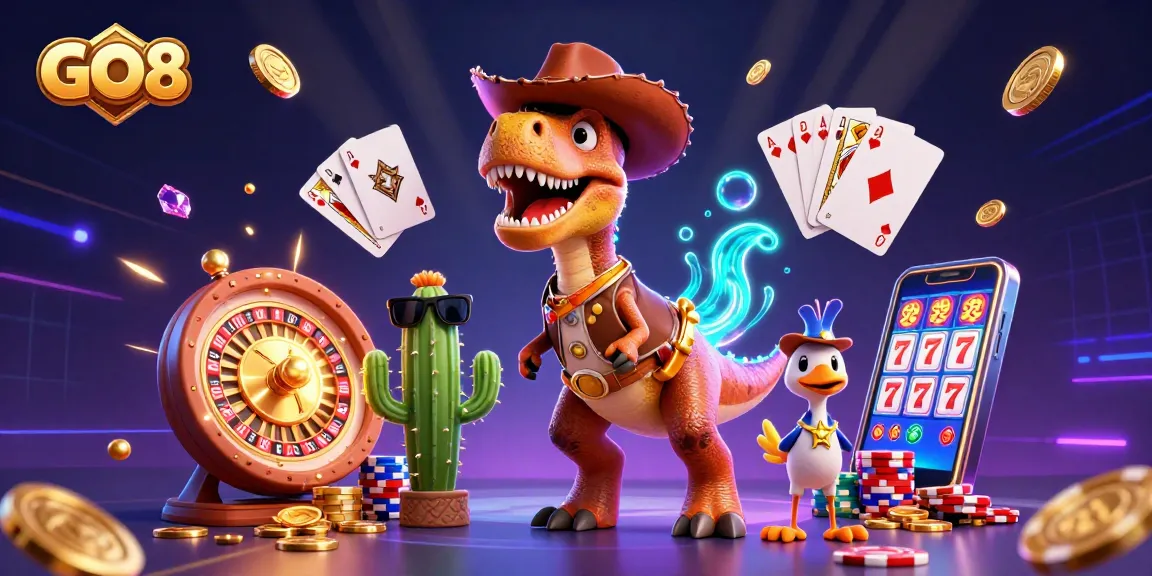 Win big with GO8 while enjoying 3D cartoon characters and vibrant casino elements in action.