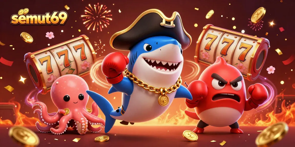 Semut69 menawarkan momen kemenangan di slot dengan karakter lucu seperti hiu bajak laut dan ikan puffer merah.