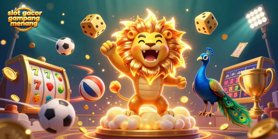 Experience slot gacor gampang menang with vibrant slot reels and golden elements in an engaging casino scene.