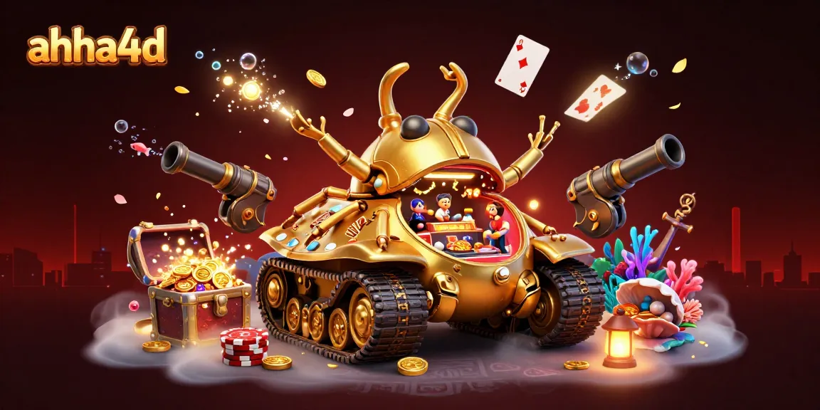 Experience the excitement of ahha4d with vibrant casino elements bursting in a dynamic 3D scene.