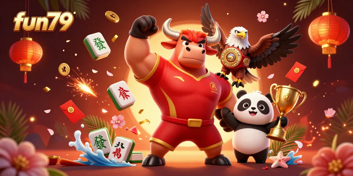 Experience thrilling fun79 gameplay with exciting characters and vibrant casino elements in this dynamic illustration.