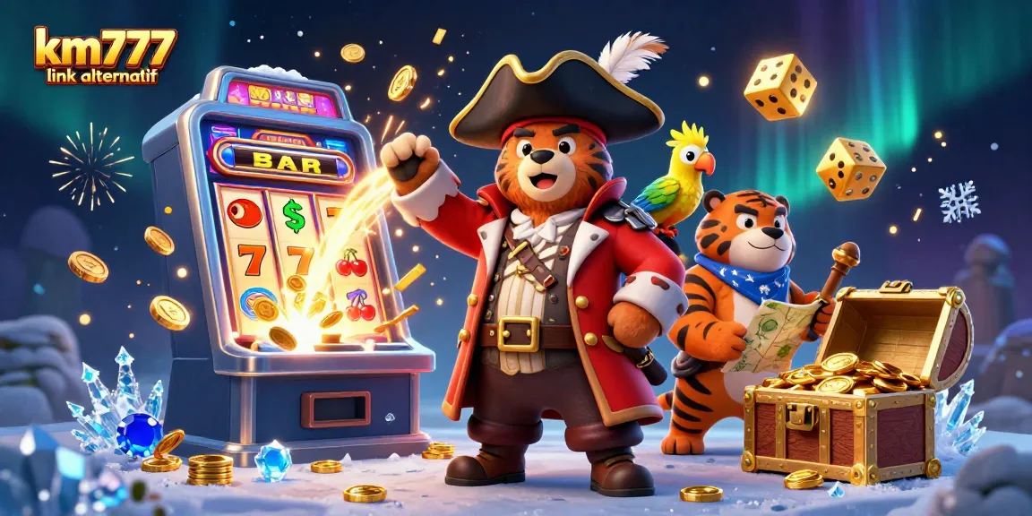 Spin big wins with km777 link alternatif at this vibrant 3D gambling scene featuring exciting game elements.