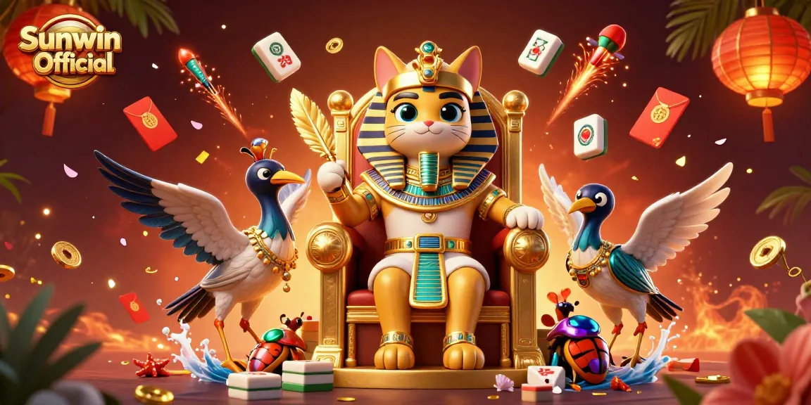 Spin slots seamlessly with Sunwin Official, featuring a vibrant illustration of a golden throne and dynamic game elements.