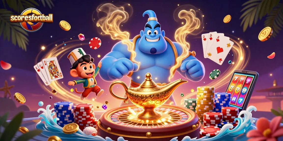 Experience the thrill of scorersfootball with a vibrant, dynamic casino illustration featuring magical characters and gaming elements.