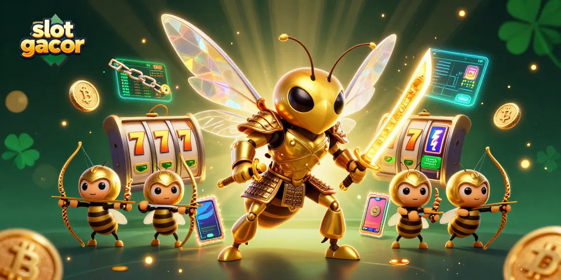 Permainan slot gacor yang menarik dengan simbol jackpot dan 7 keberuntungan di atas latar belakang cerah.