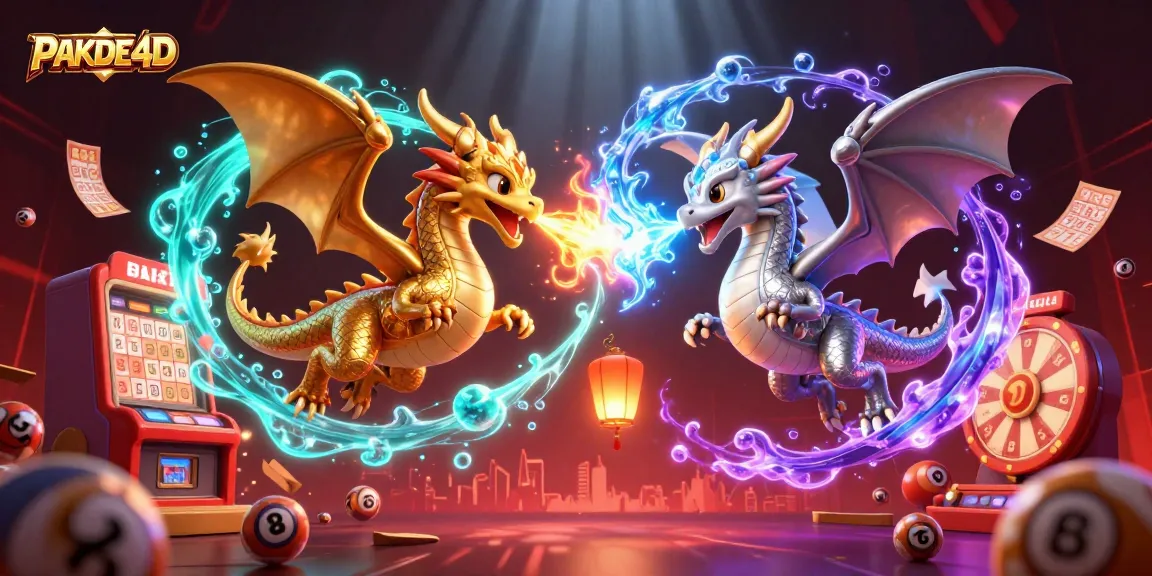 Experience thrilling gameplay with PAKDE4D as golden and silver dragons engage in a dynamic lottery scene.