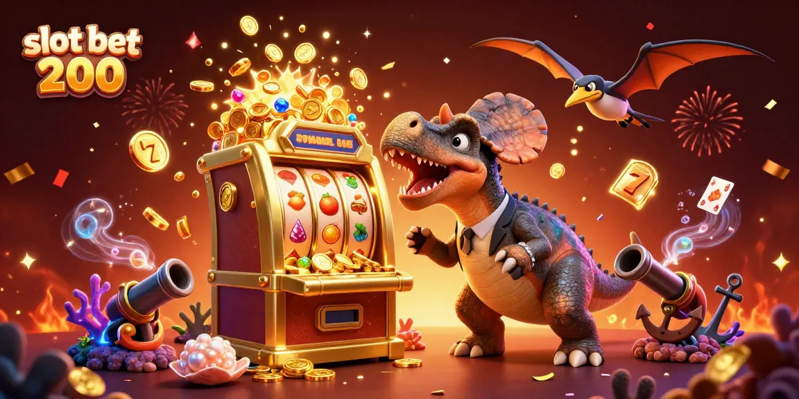 Menangkan slot bet 200 saat hewan prasejarah merusak mesin slot emas, menarik perhatian di kasino.