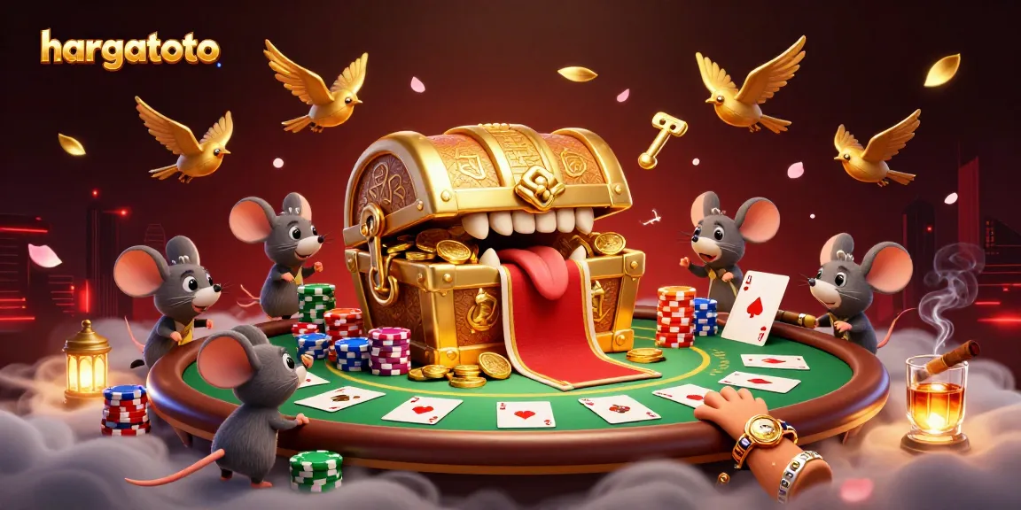 Engage with hargatoto's vibrant 3D illustration showcasing a mesmerizing poker scene.