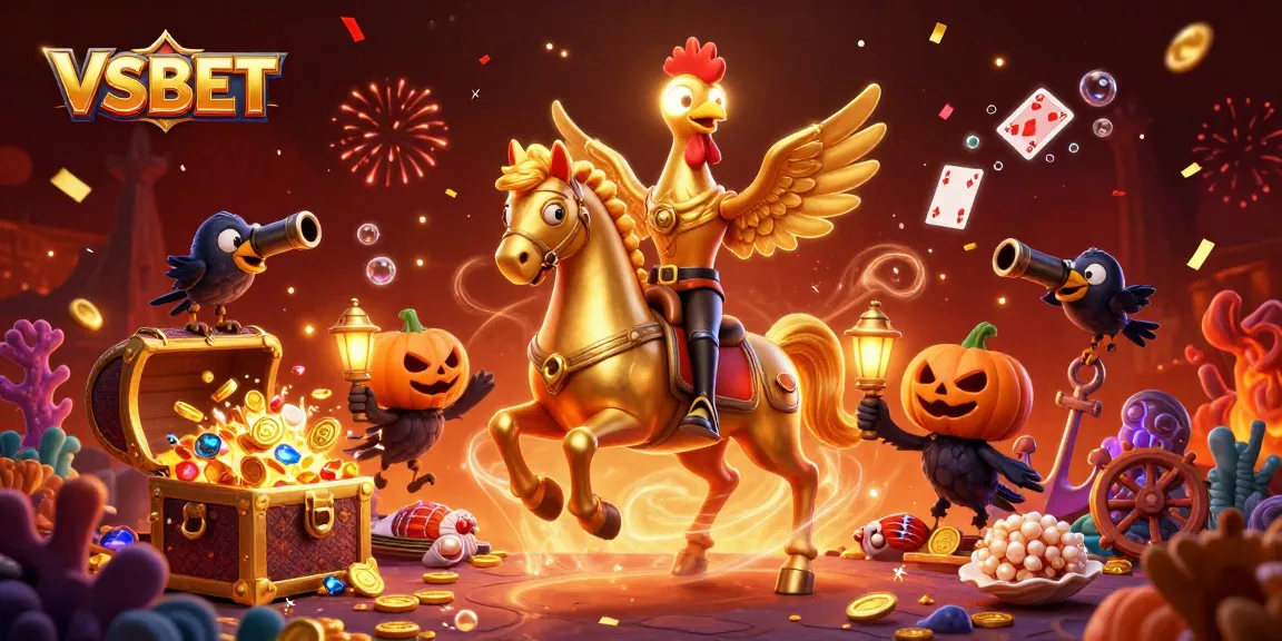 Experience thrilling gameplay with VSBET as golden rooster navigates a shiny casino scene
