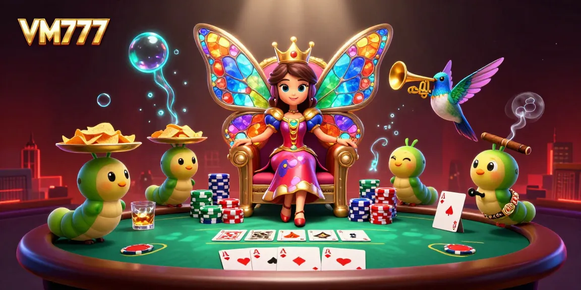 Experience vibrant casino action and excitement at VM777 with colorful characters and engaging game elements.