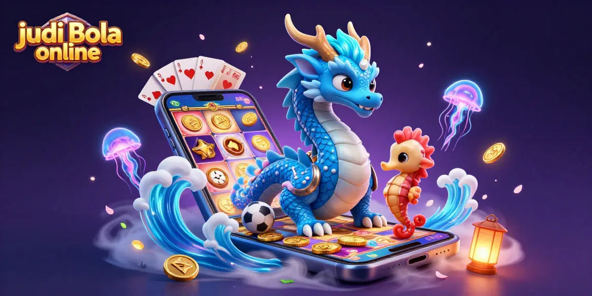 Engage with judi bola online in a vibrant 3D casino scene featuring an azure dragon.