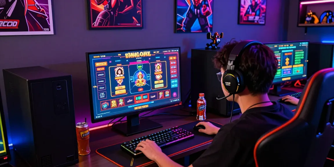 Engaged gamer at computer showcasing tempototo online gaming excitement with vibrant visuals and accessories.