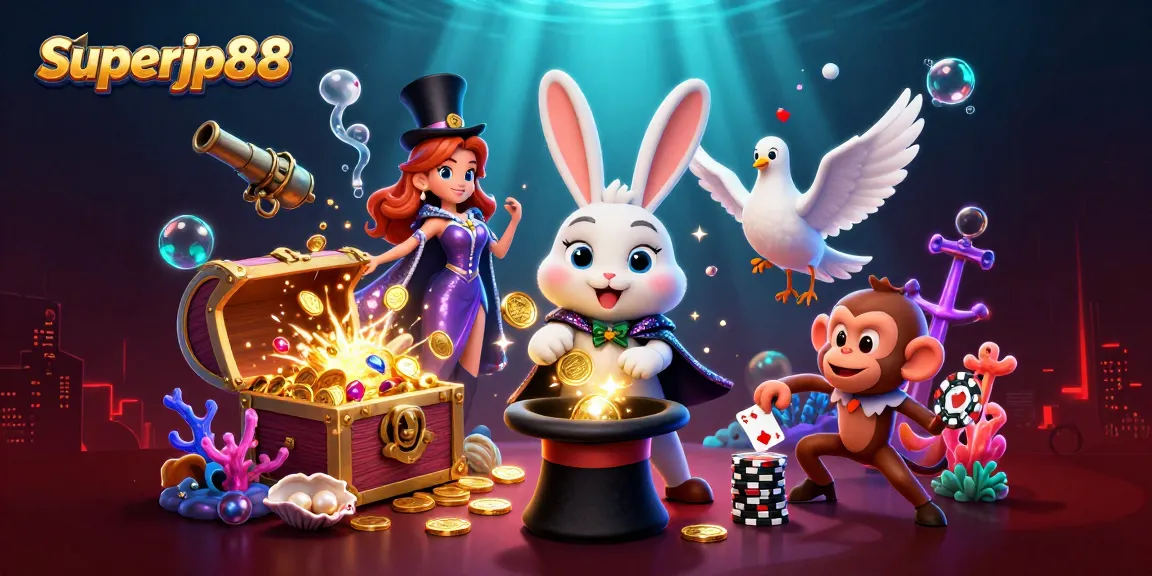 Experience fun and excitement with superjp88 as the magician rabbit pulls winning coins from a top hat in this vibrant fantasy casino.
