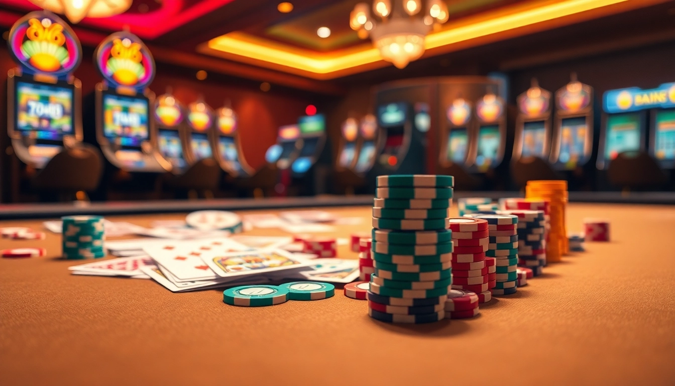 Experience the thrill of afk toto at a vibrant casino gaming table filled with colorful chips.