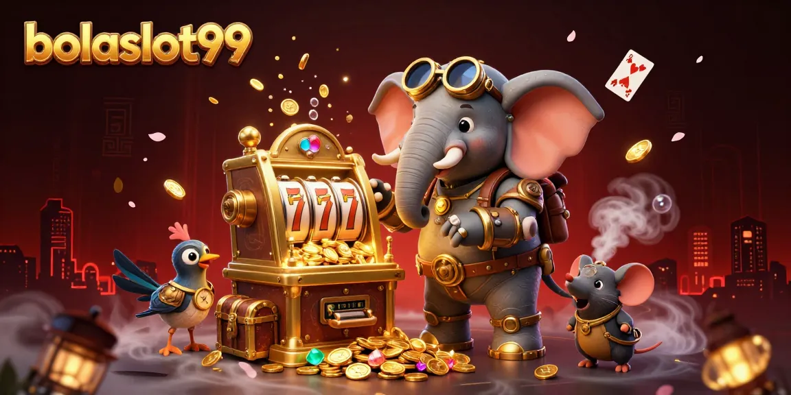 Spin and win with bolaslot99 at the vibrant steampunk slot machine amidst treasures!
