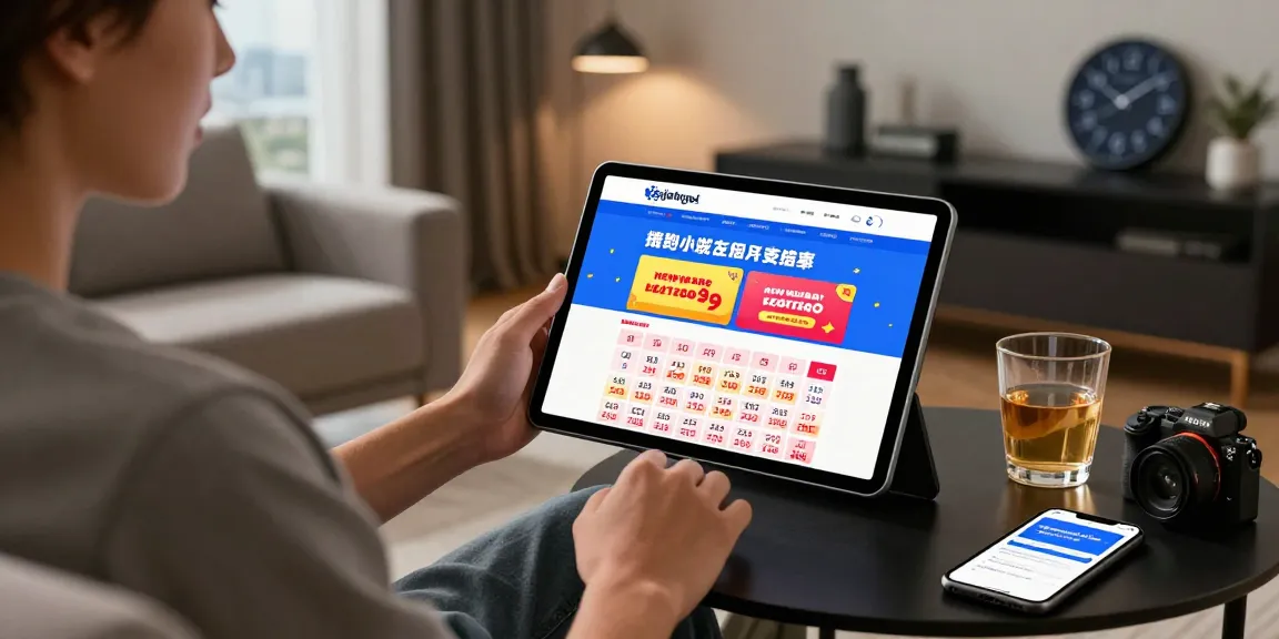 Pengguna di rumah menikmati pengalaman rajatogel dengan tablet, suasana nyaman dan modern.