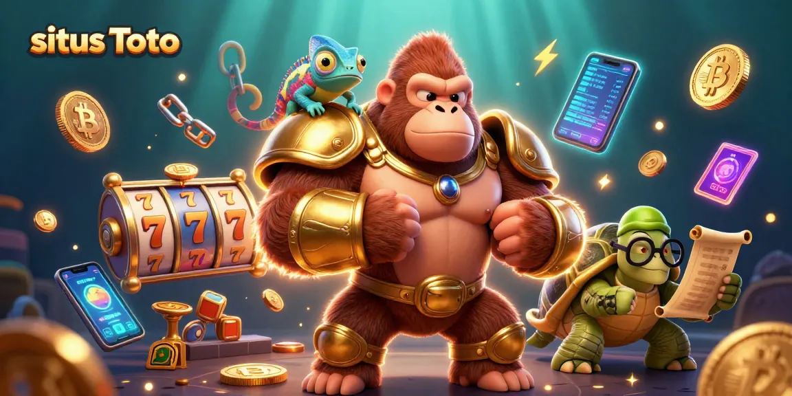 Engage in exciting gameplay at situs Toto with a vibrant 3D illustration showcasing dynamic casino elements.