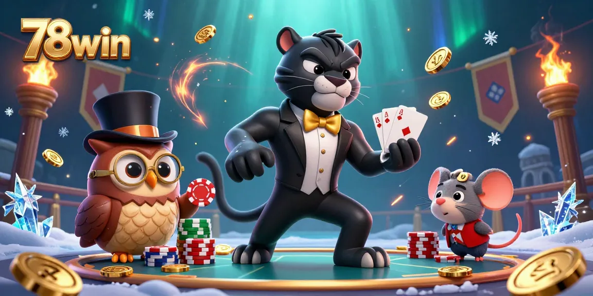 Experience excitement at 78win with animated characters deftly engaged in high-stakes casino action.